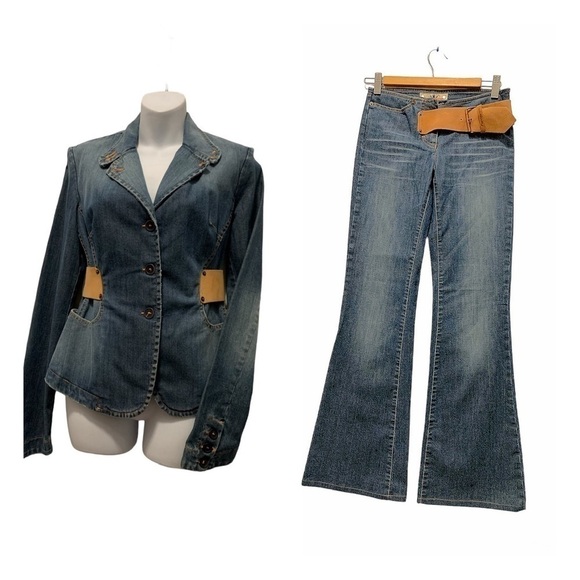 RARE!!! Vintage 90s Denim Jacket and Jeans Matching Set - Picture 1 of 16
